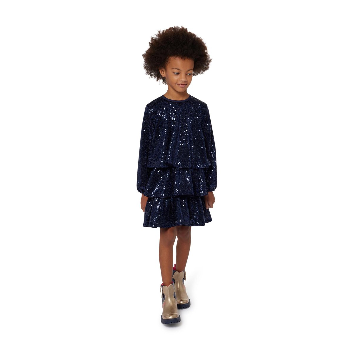 Robe volantée à sequins royal blue, BILLIEBLUSH