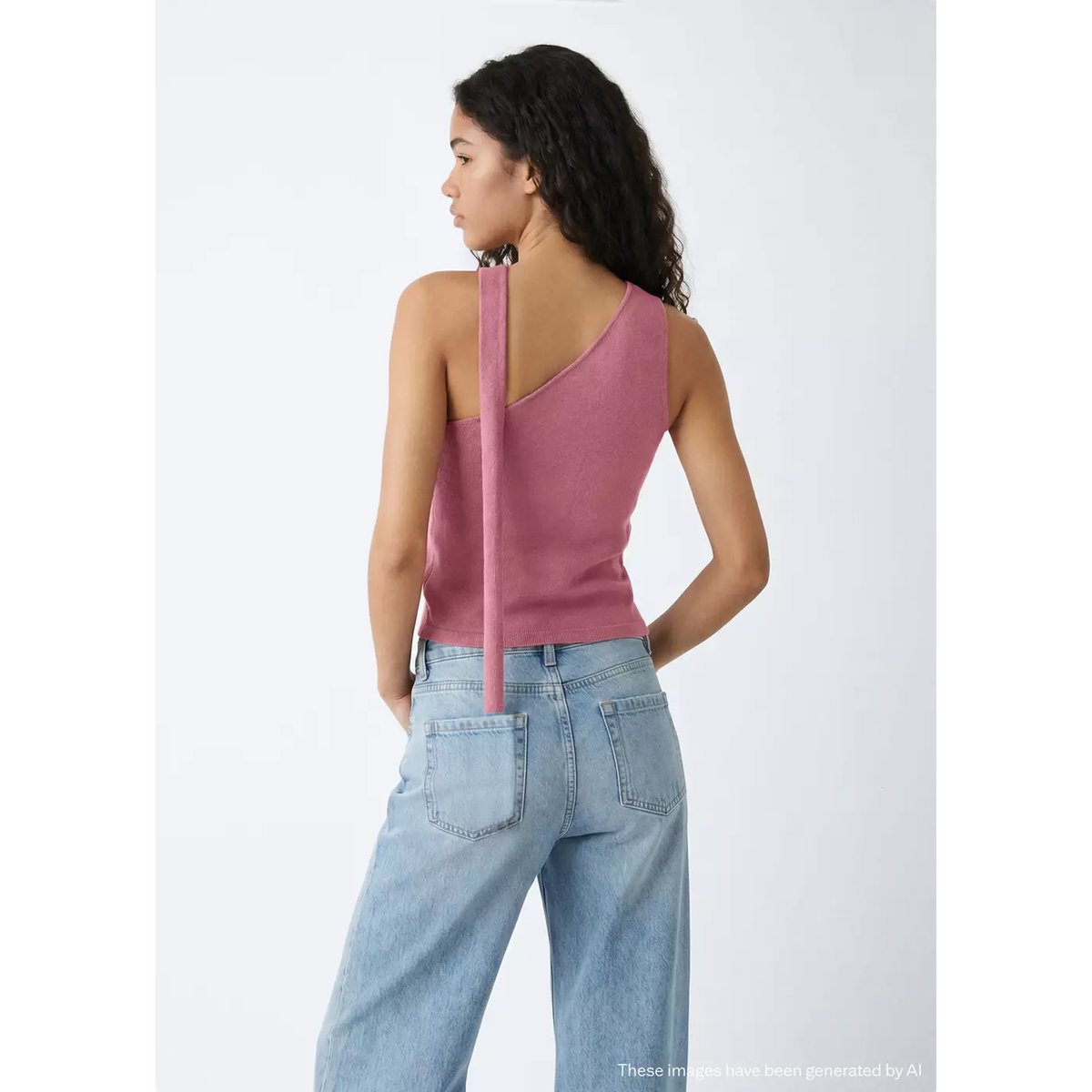 Top maille asymétrique rose, MANGO TEEN