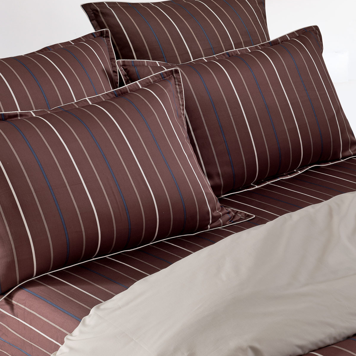 Parure housse de couette satin + 2 taies 50x70 cm ARBORESCENCE noisette, SENSEI MAISON