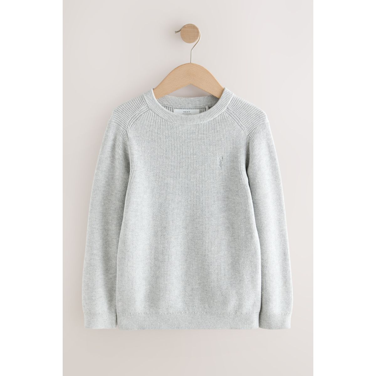 Pull ras du cou junior en maille de coton gris, NEXT