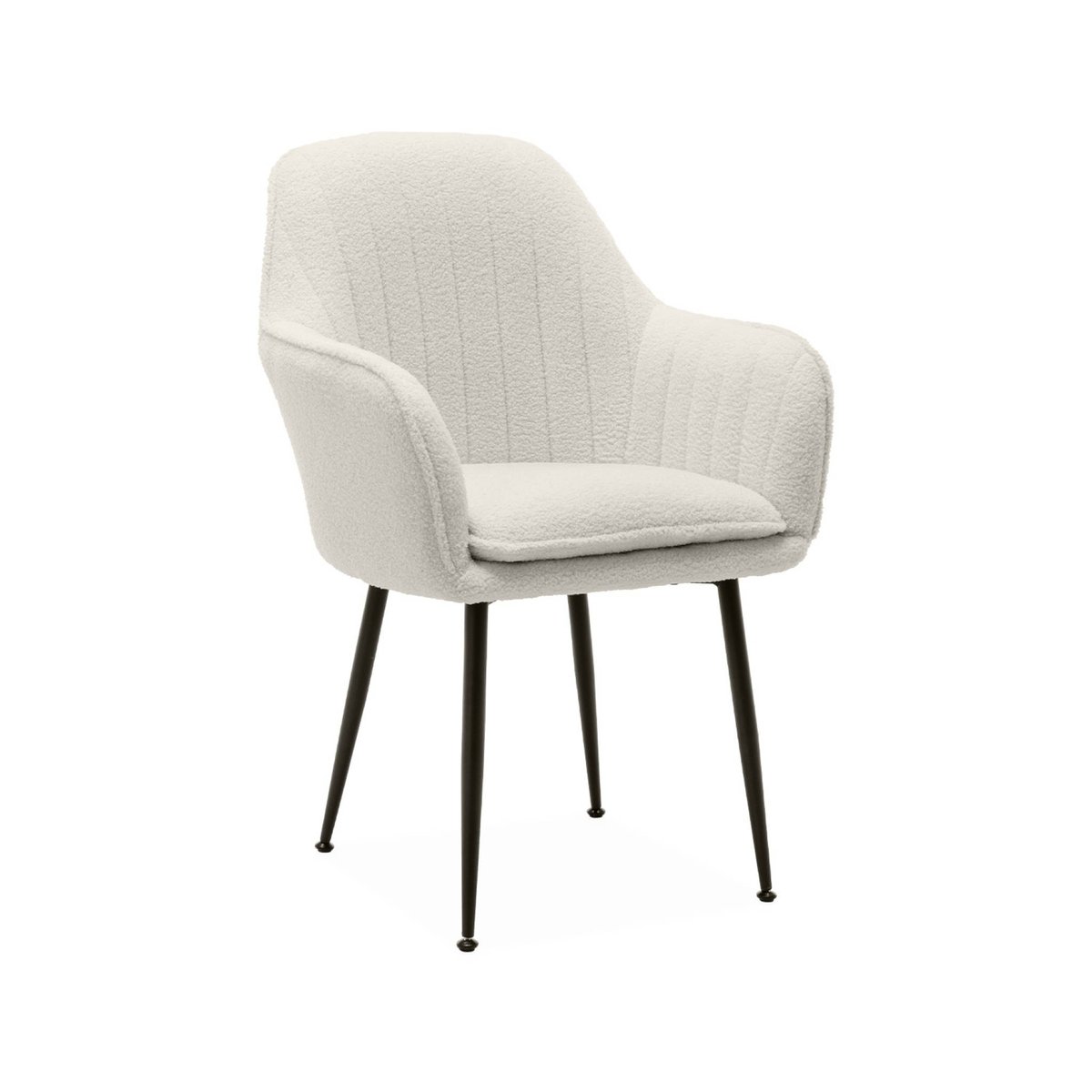 Fauteuil bouclette et pieds métal (lot de 4) SHELLA bouclette blanche, SWEEEK