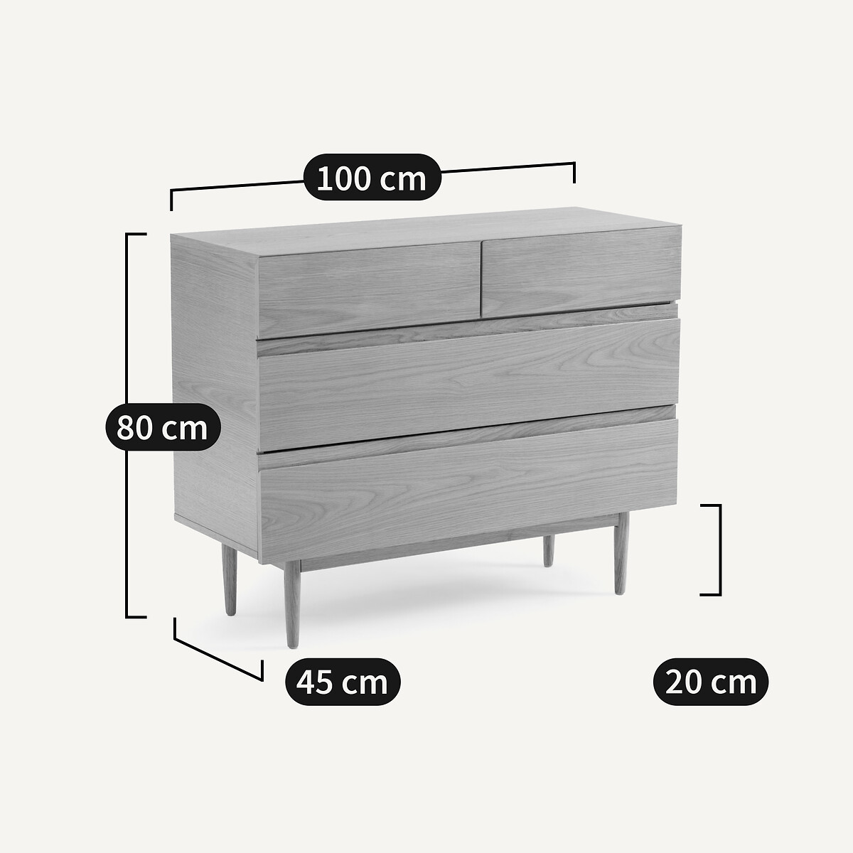 Laval Chest of 4 Drawers natural, LA REDOUTE INTERIEURS