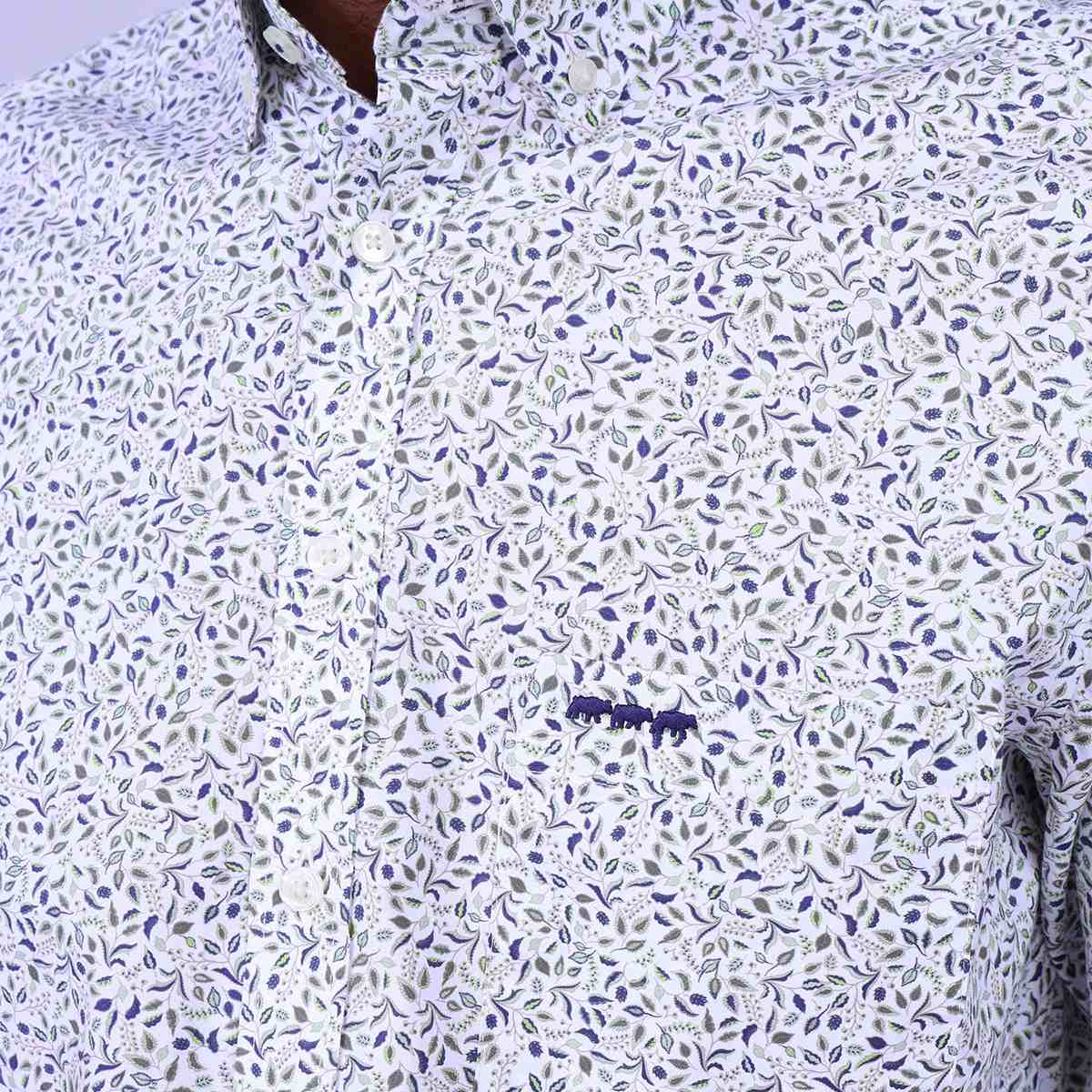 Chemise fleurie Huglin blanc casse, MISE AU GREEN
