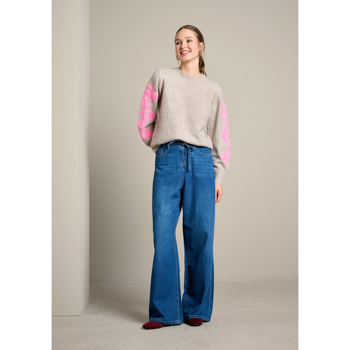 Jean large taille haute medium blue, LOLALIZA