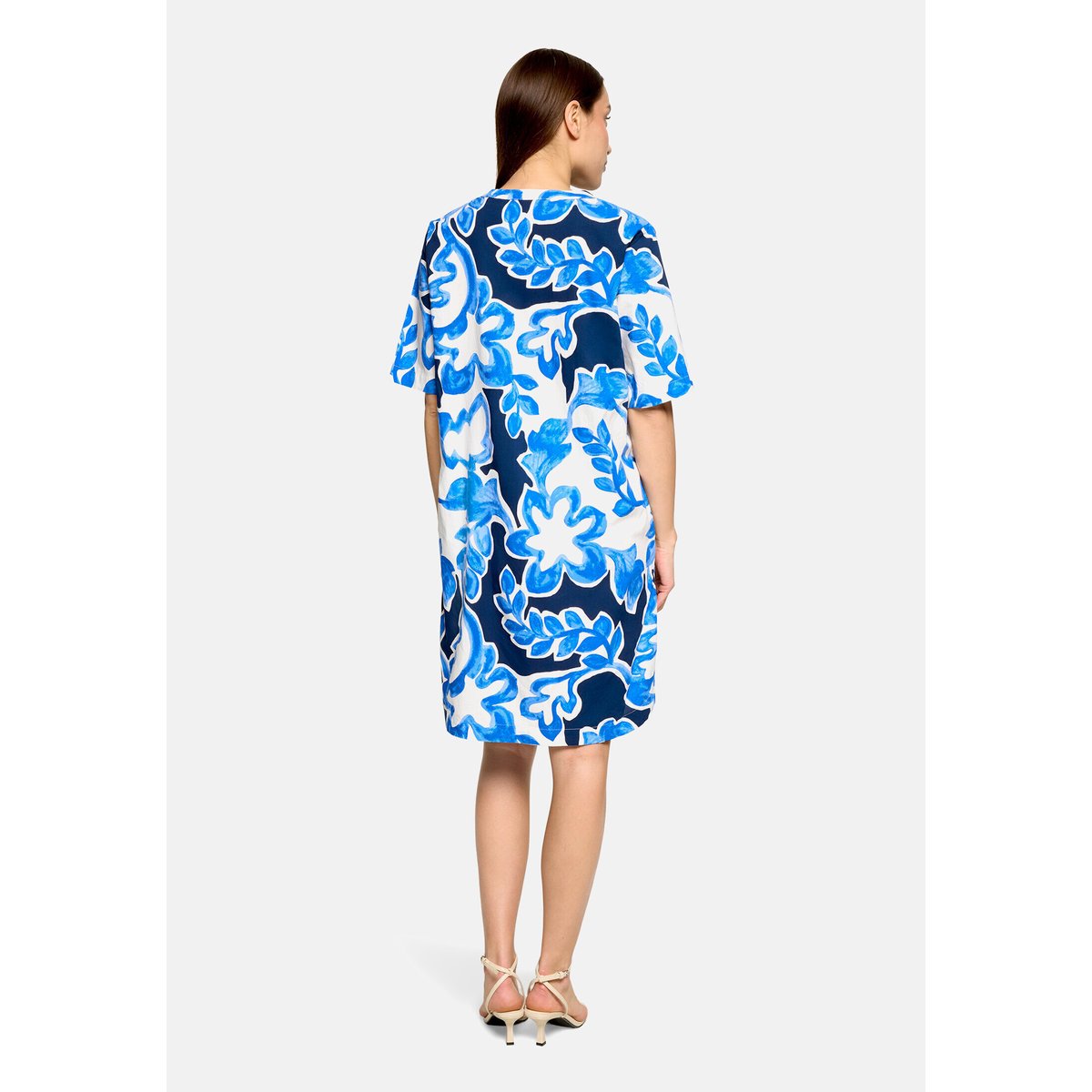 Robe-chemisier à imprimé blanc/bleu, BETTY & CO