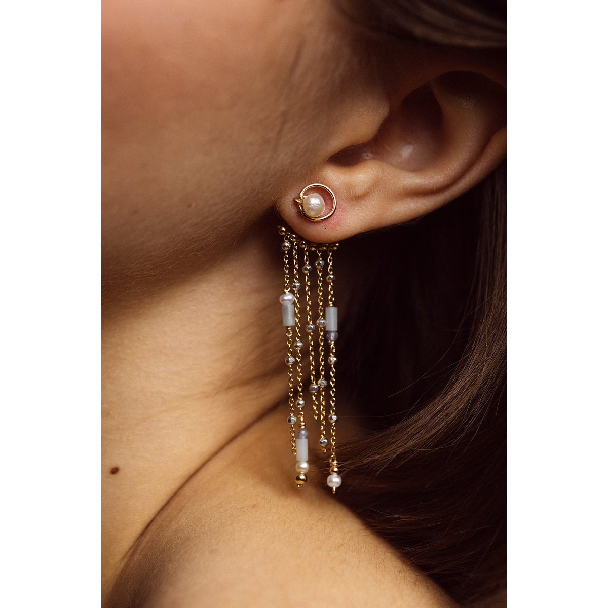Dos de boucle d'oreille Arielle argent / tanzanite, YAY PARIS