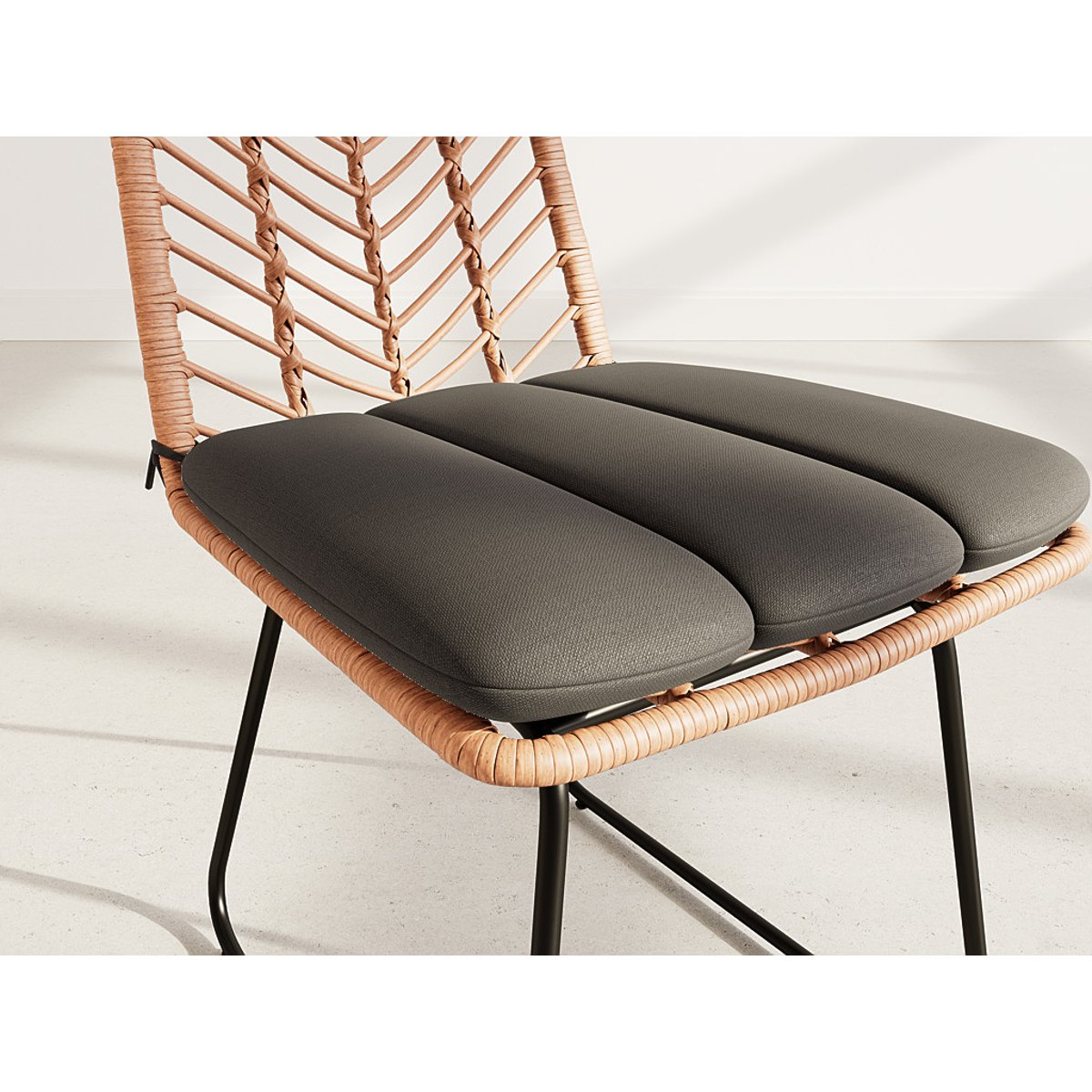 Lot de 4 chaises effet rotin, FORENZA noir / bois, BEST MOBILIER