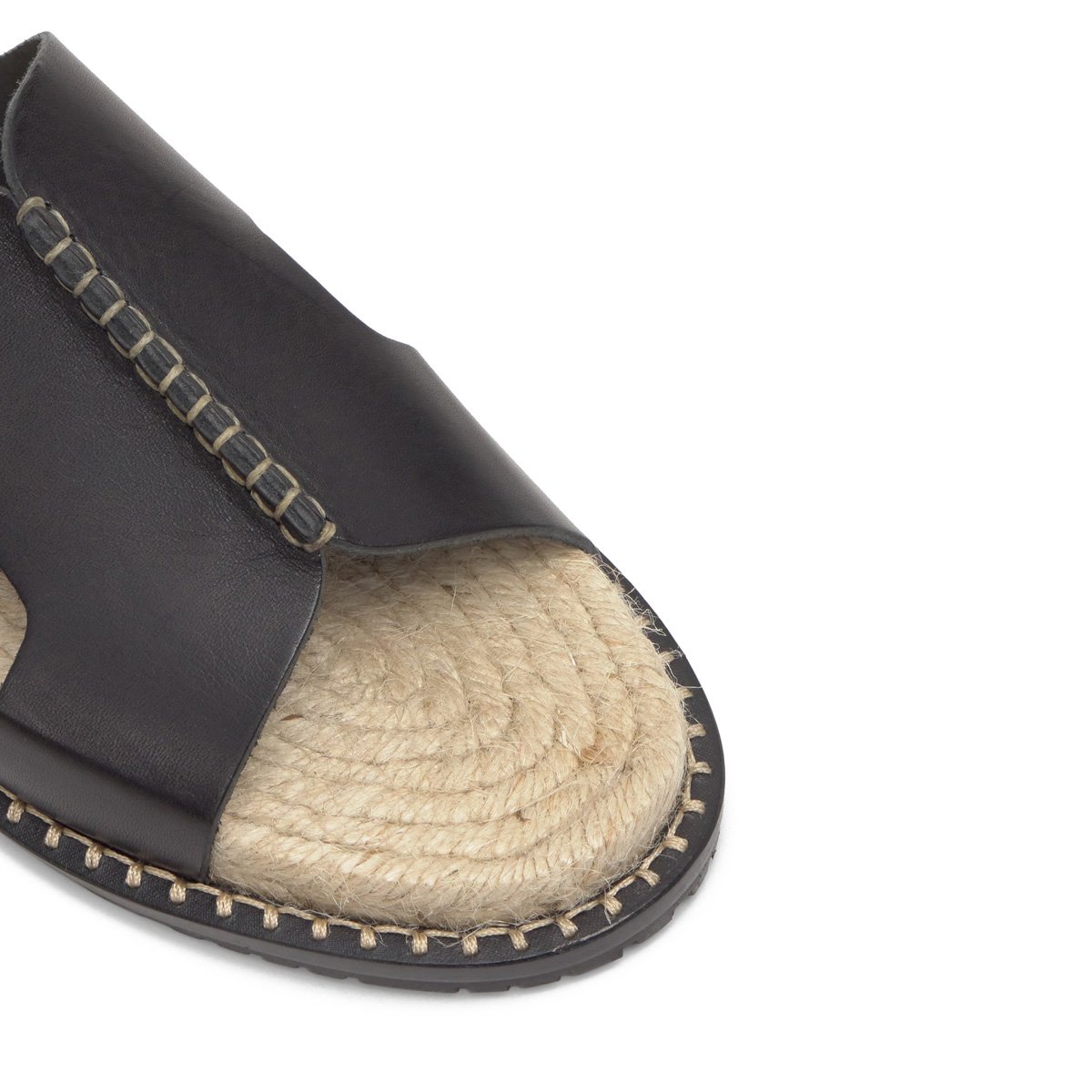 Sandales plates mules en cuir à bride H PITI noir, CASTANER