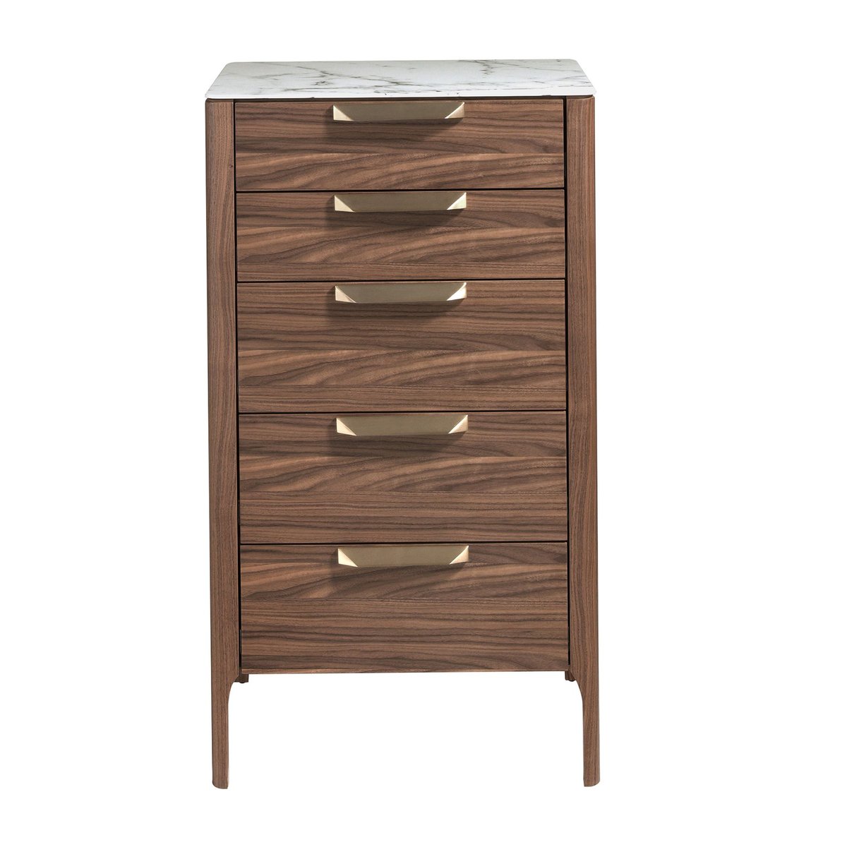 Chiffonnier en noyer avec plateau en verre imitation marbre noyer | acier | blanc, ANGEL CERDA