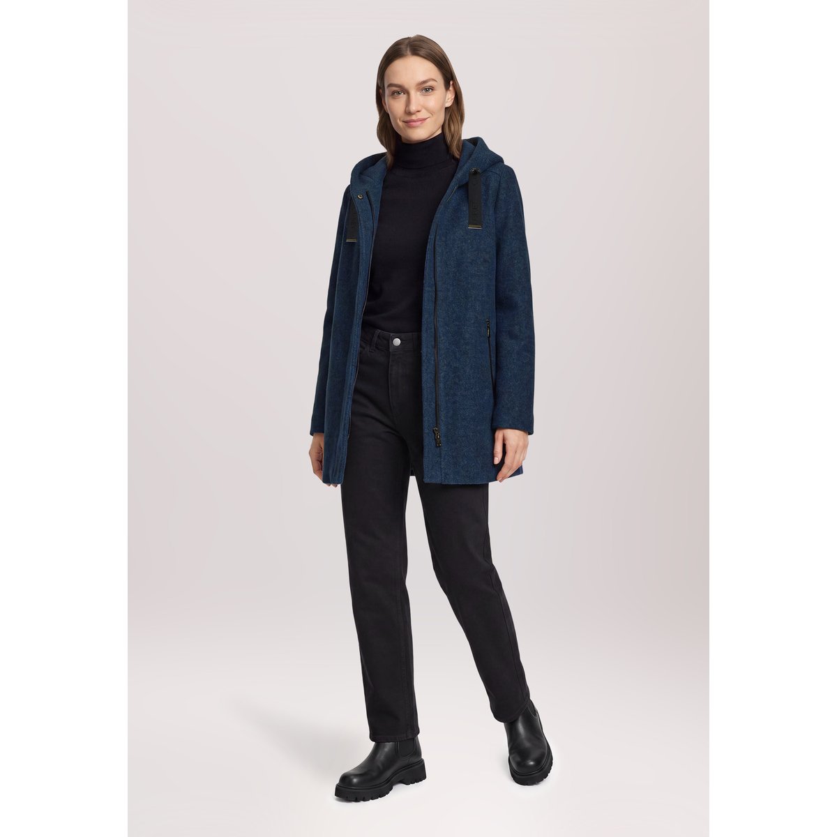 Veste en laine à capuche moonlight blue melange, GIL BRET