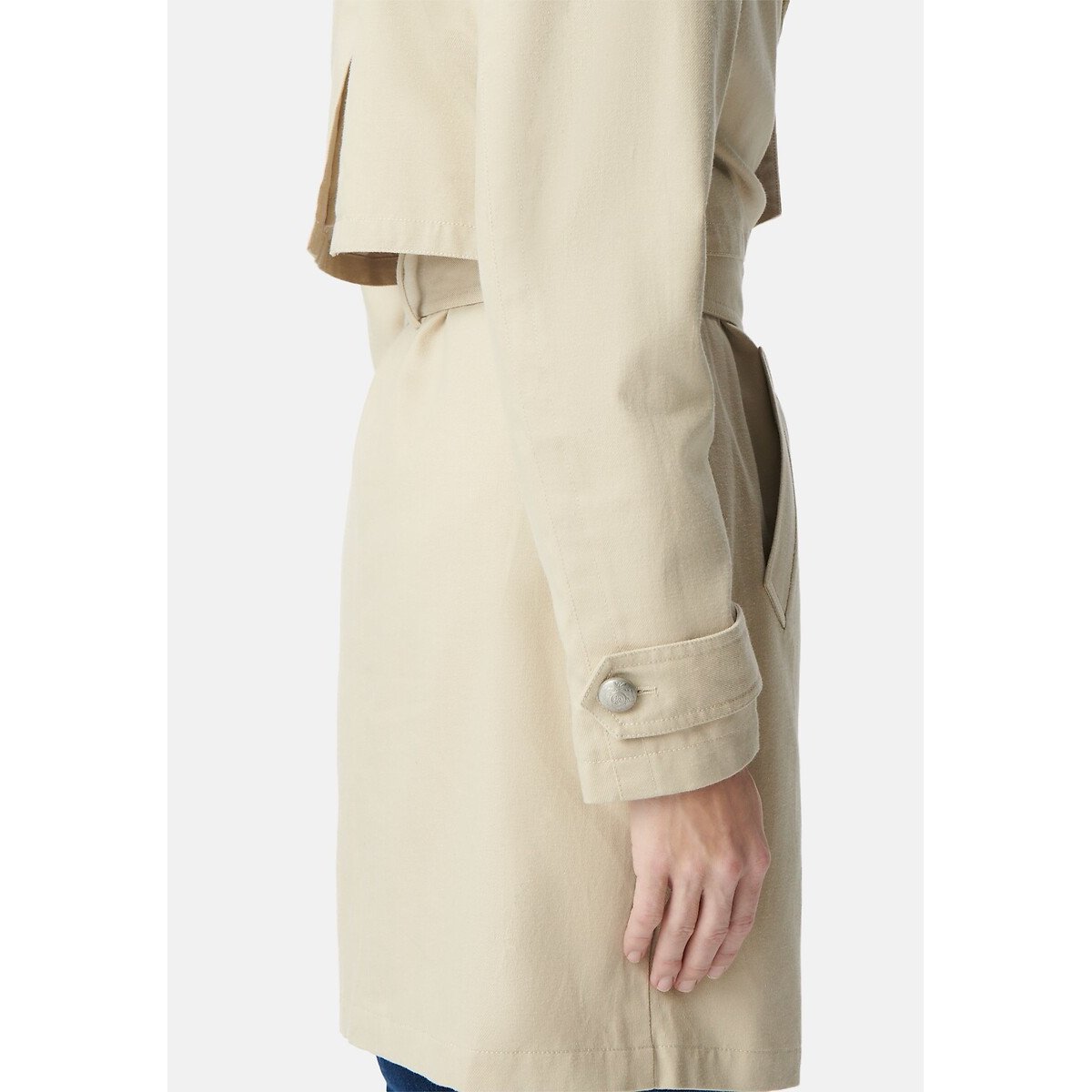 Mid-Length Trench Coat with Belt, 2 in 1, Removable Jacket light beige, IKKS