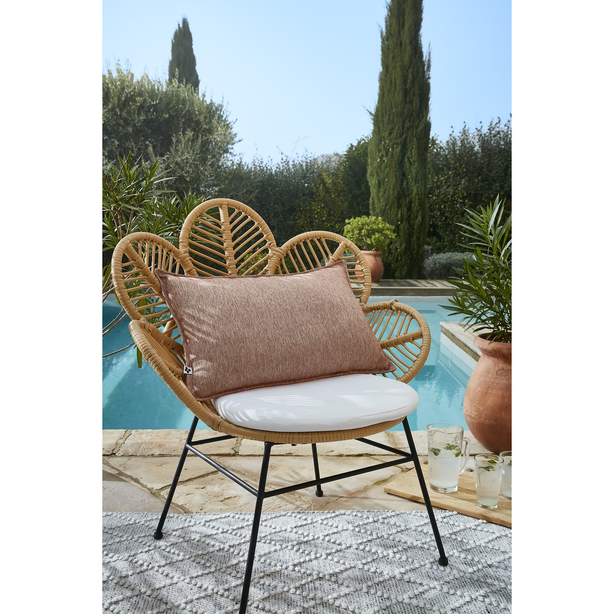 Housse de coussin Naia corail, EDEN