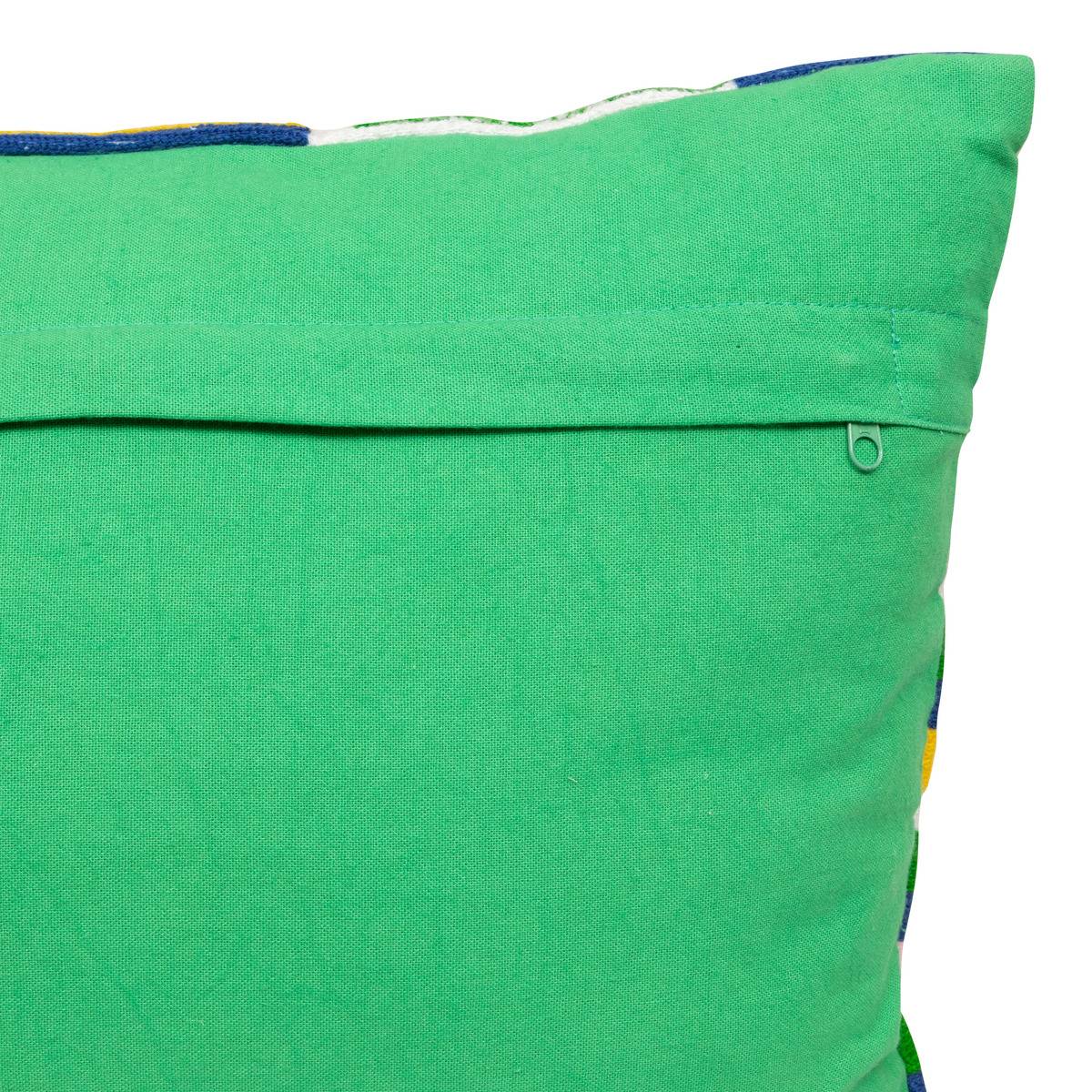 Coussin déhoussable en coton brodé DISSO multicolore, ATMOSPHERA