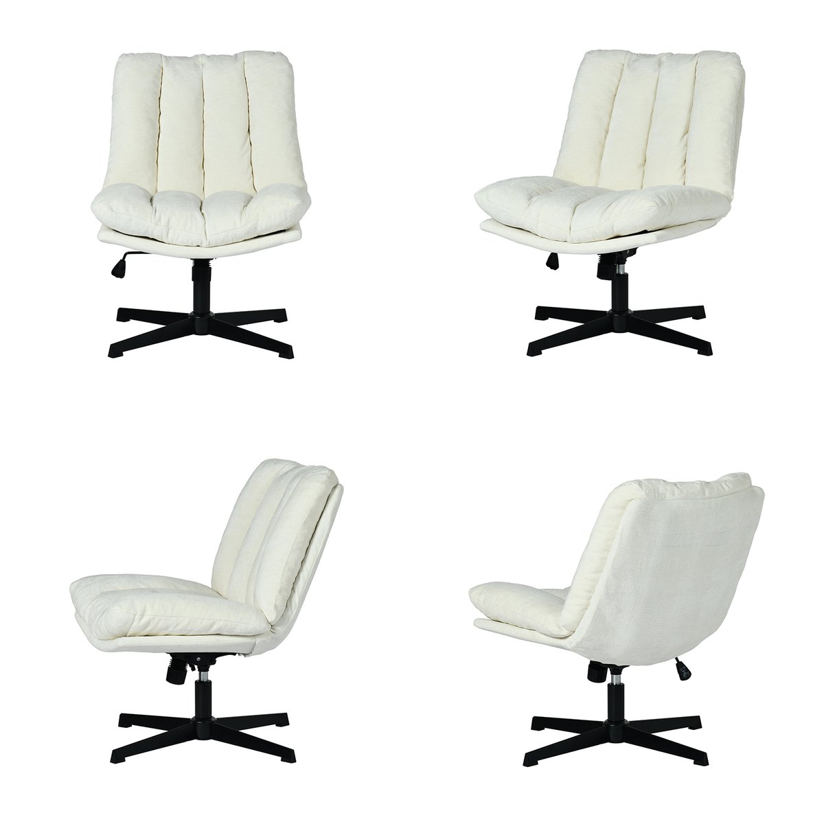 Chaise de bureau réglable et rotatif en chenille, CONFODO beige, MEUBLES COSY