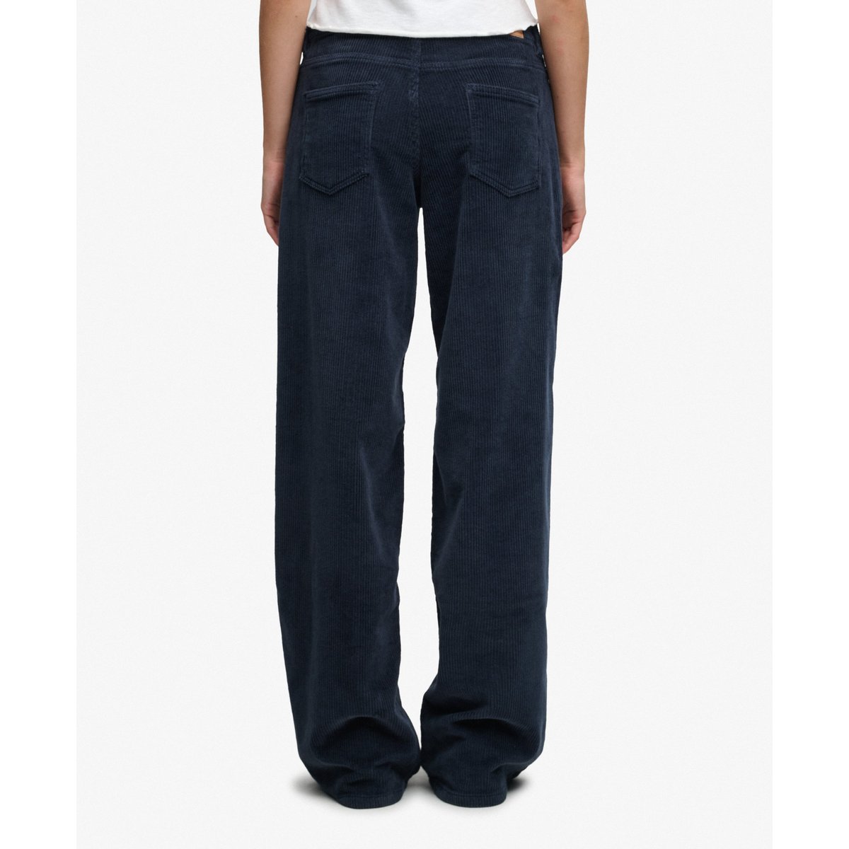 Pantalon en Velours Côtelé Large Taille Moyenne bleu marine éclipse, SUPERDRY