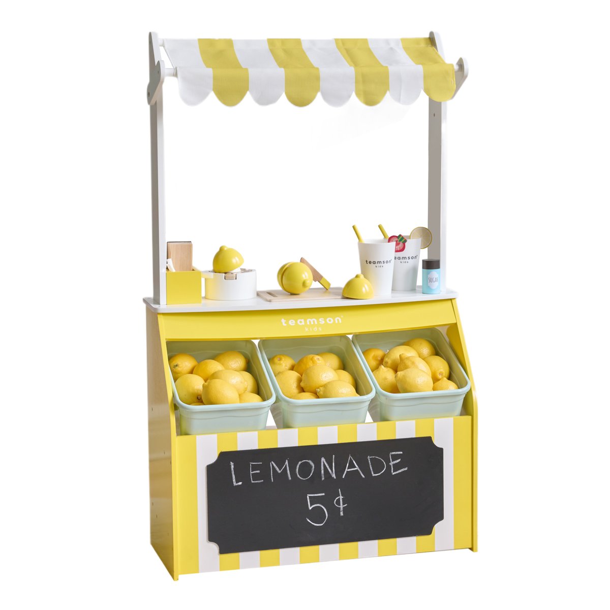 Stand limonade bois 18 accessoires jeu de rôle éducatif, SUNNY CITRUS couleur unique, TEAMSON KIDS