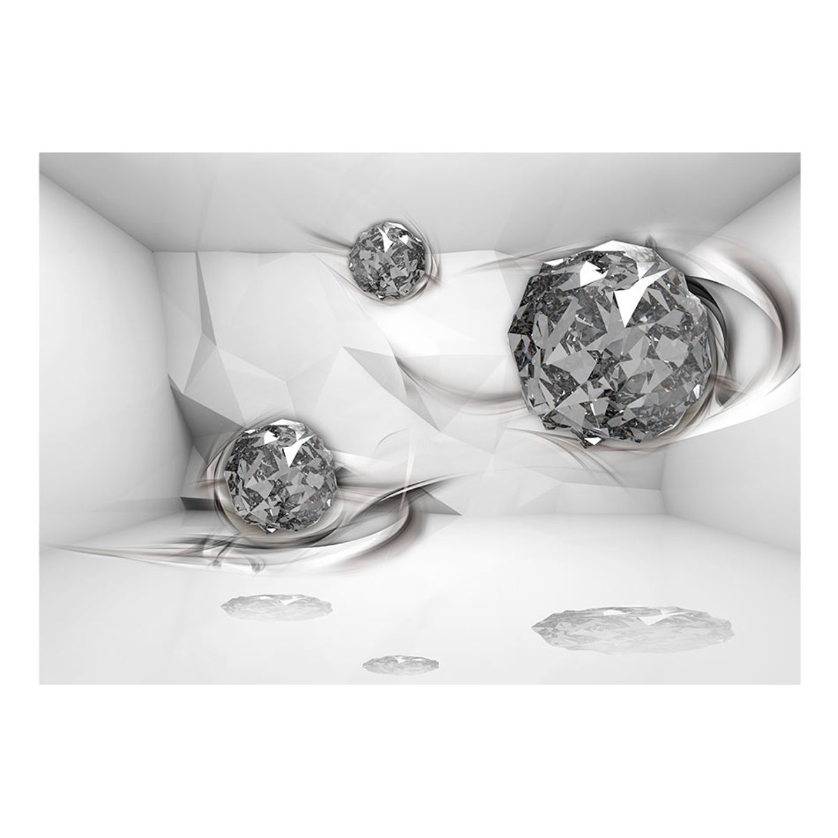 Papier peint intissé panoramique Abstractions Diamond chamber 1 blanc, EDEN