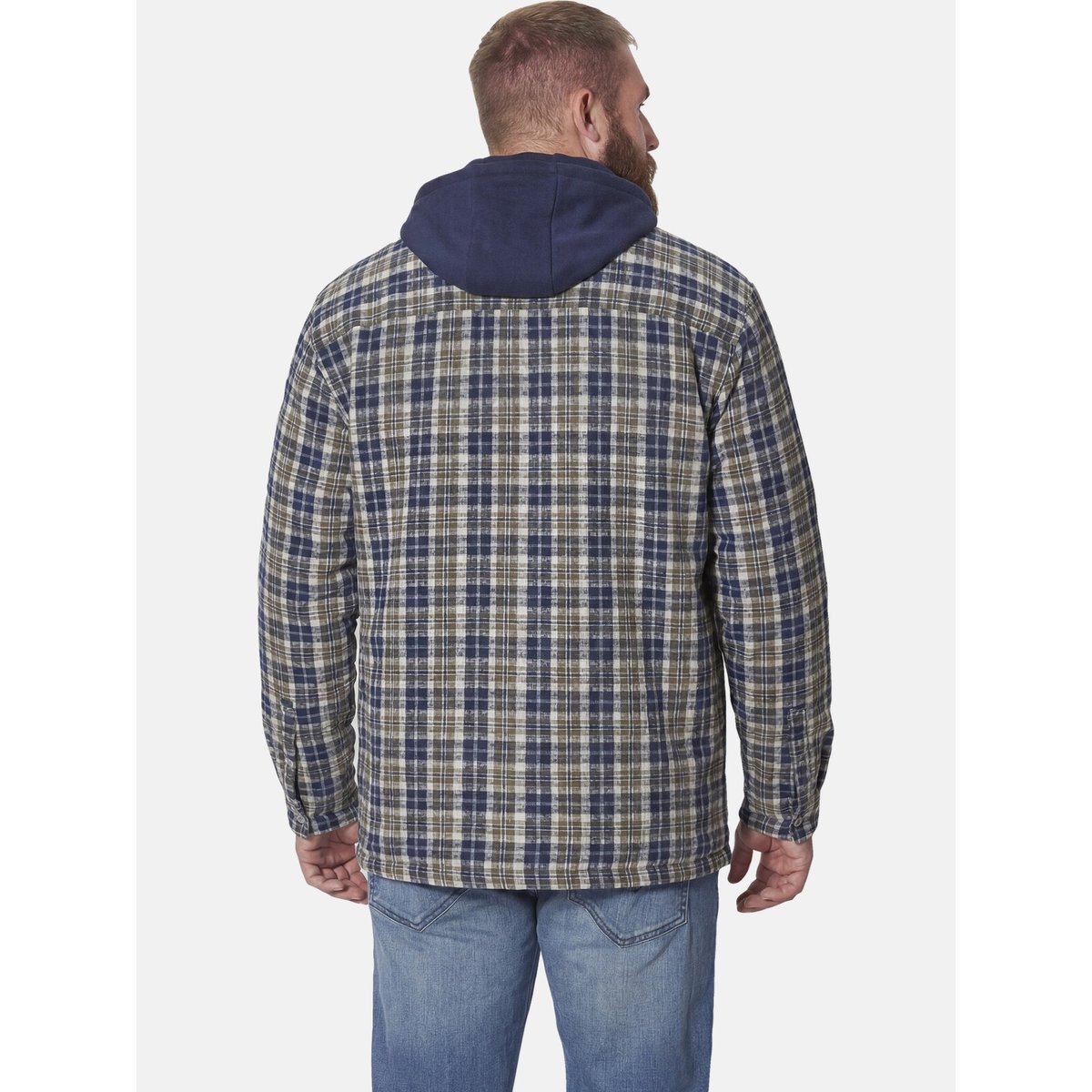 Veste en molleton DAGBERT bleu foncé à carreaux, JAN VANDERSTORM