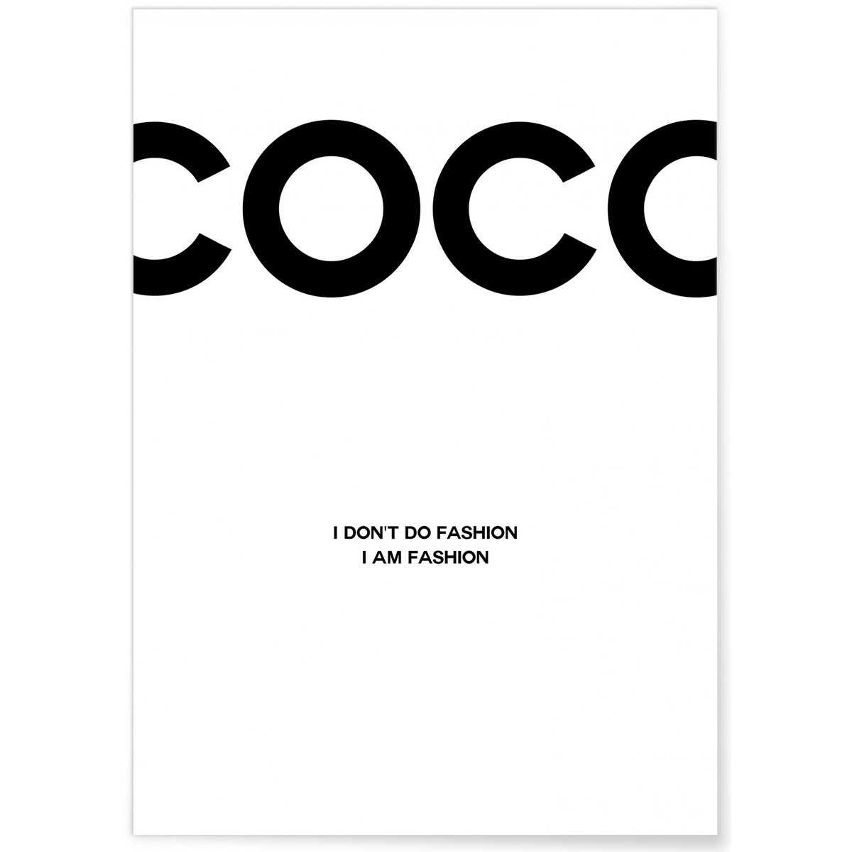 Affiche Coco 'I am fashion' blanc, L'AFFICHERIE