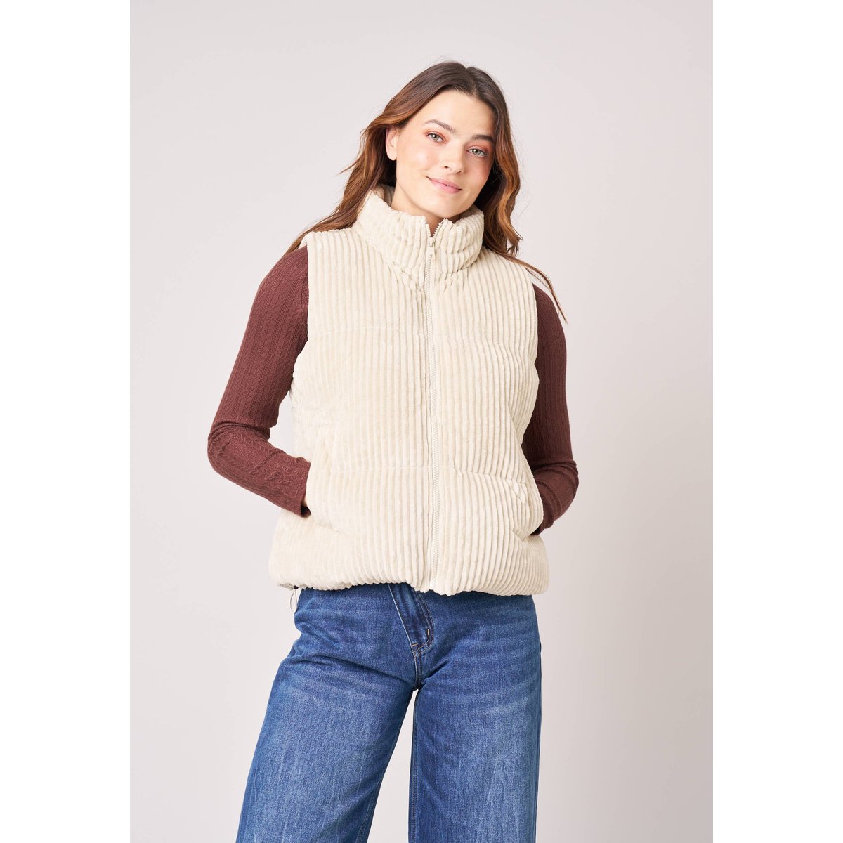 Blouson sans manches femme NOLINE cream, DEELUXE