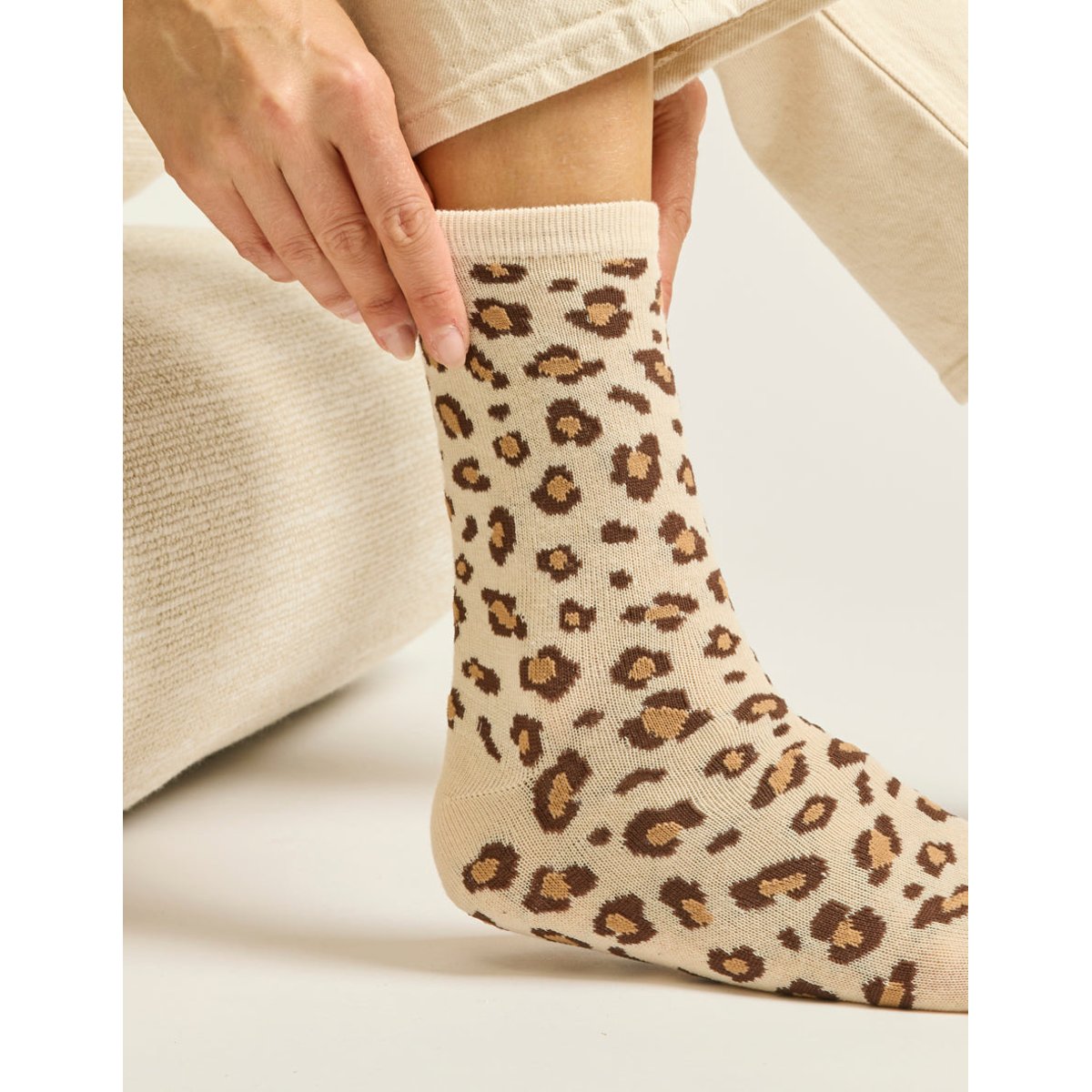 Pack de 3 CHAUSSETTES paillette, léopard beige, ODAJE
