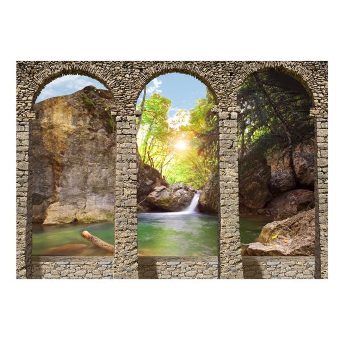 Papier peint intissé panoramique Paysage Morning relaxation vert, EDEN