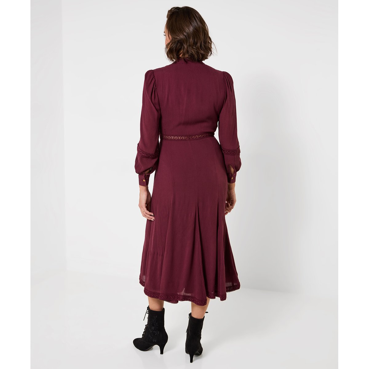 Robe Mi-Longue à Manches Longues Preya violet, JOE BROWNS