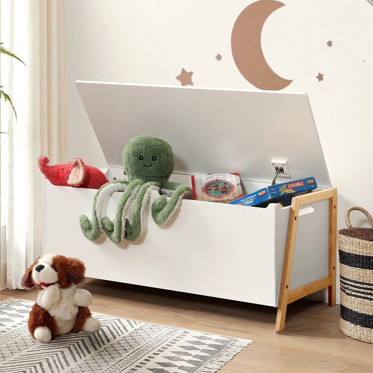 Coffre de rangement enfant - LEON blanc, CALICOSY