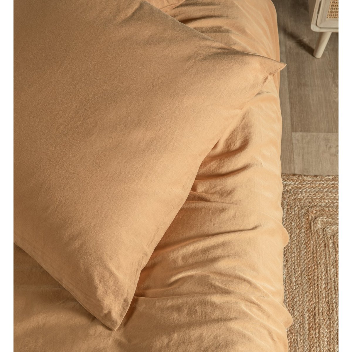 Taie d'oreiller SATIN DE COTON BIO LAVÉ ambre, KADOLIS