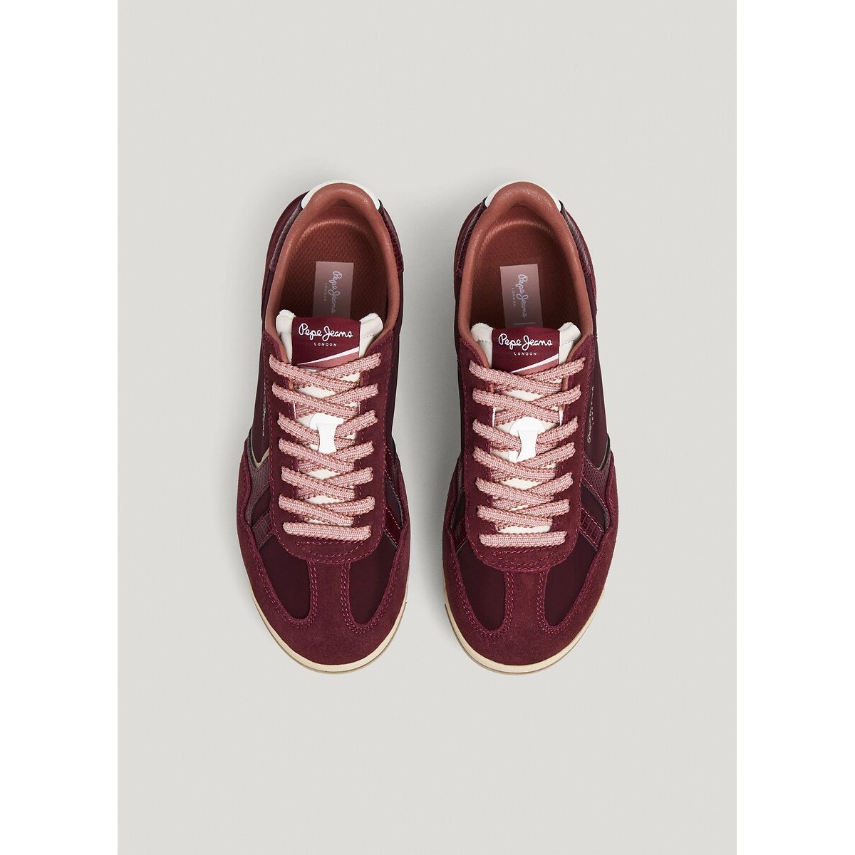 Baskets mix matières MARVIN MUSE bordeaux, PEPE JEANS