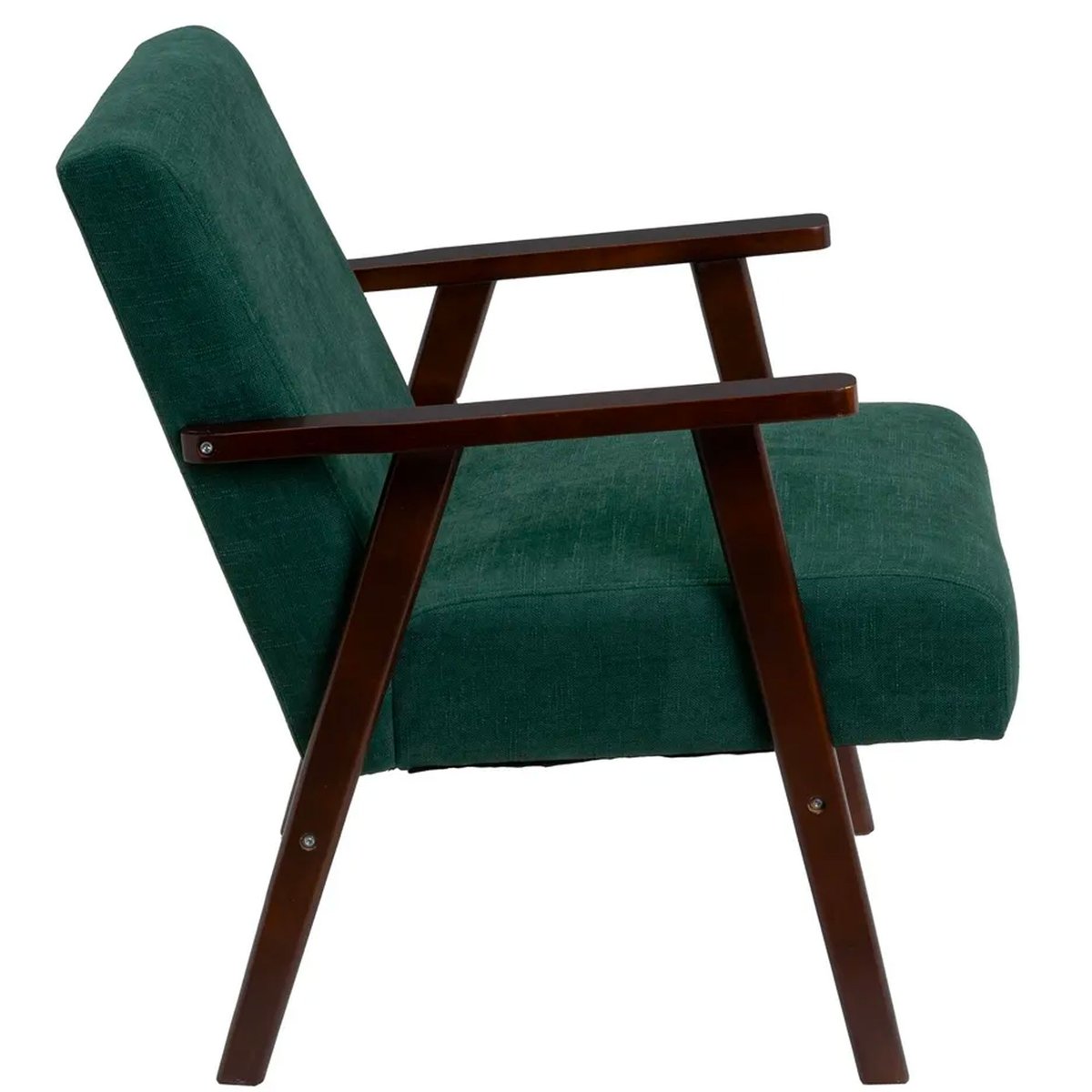 Fauteuil vert tissu chenille pieds bois foncé 67x79x84cm vert, WADIGA