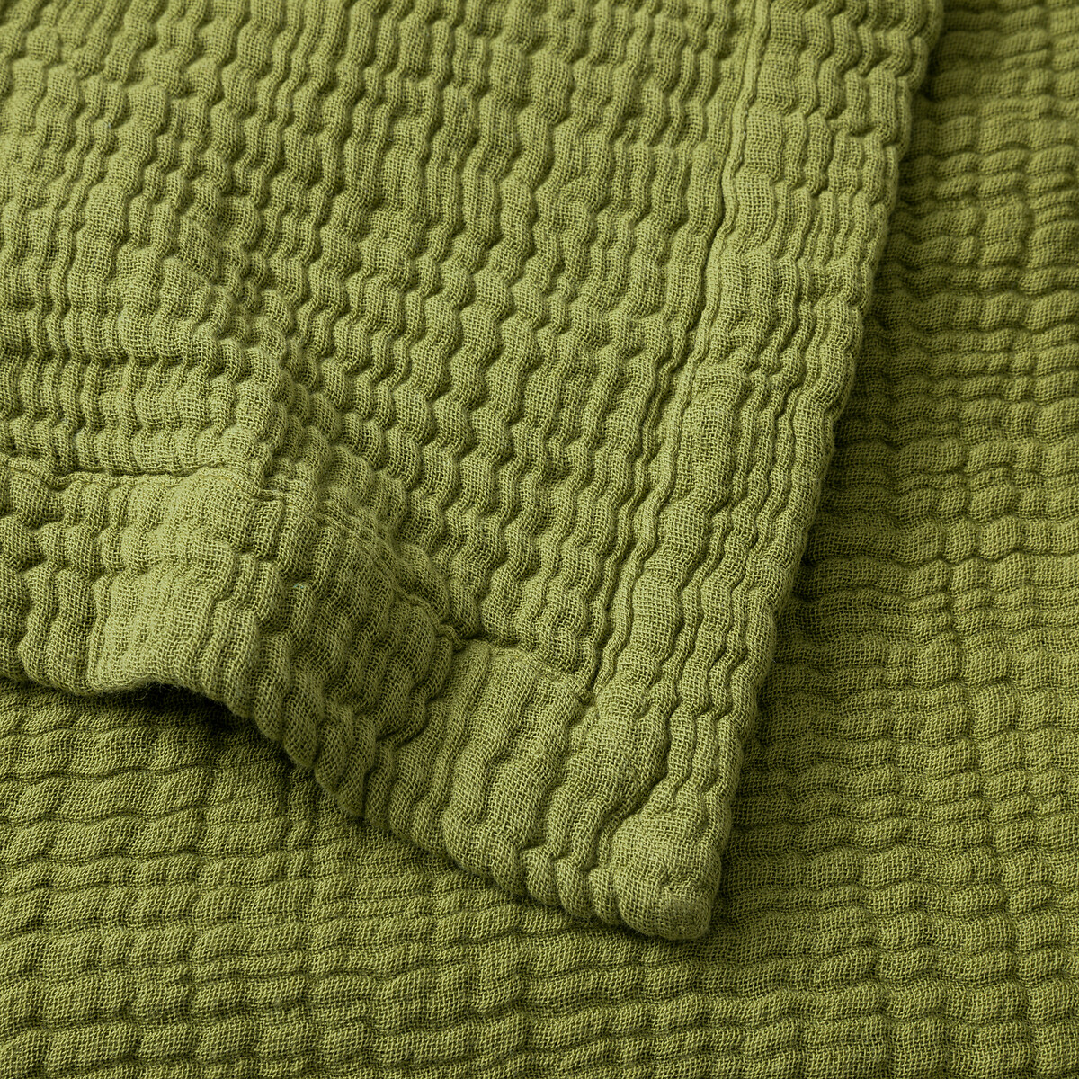 Plaid en gaze de coton, YAFA vert mousse, AM.PM
