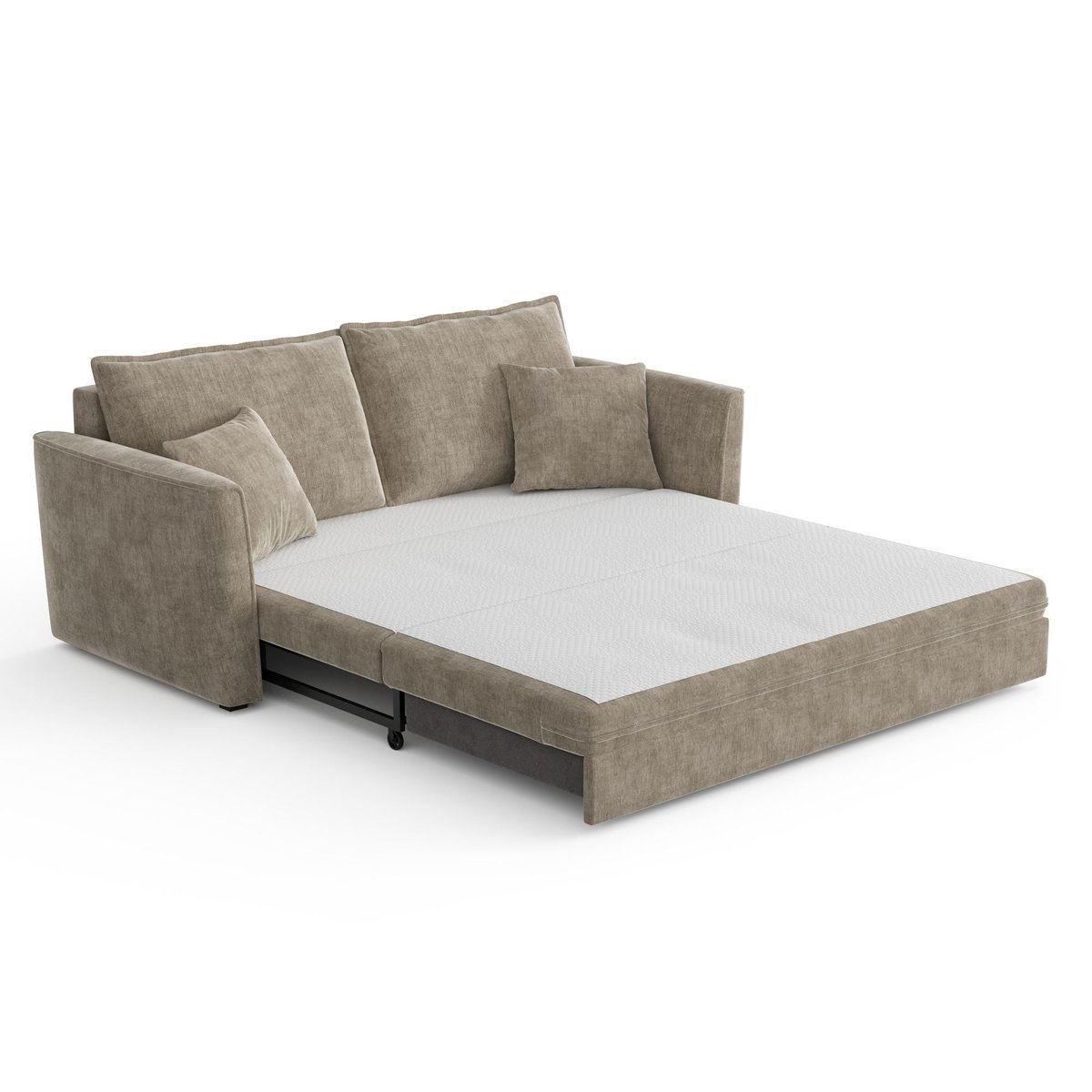 Canapé convertible 3 places en tissu tramé toucher doux LUXO taupe, SIA HOME