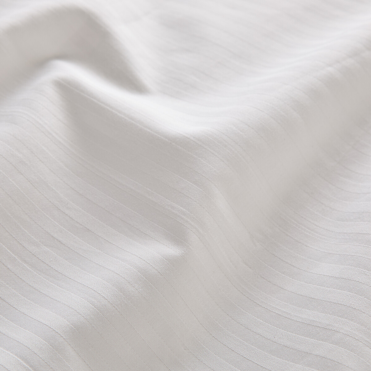Drap plat uni en satin de coton, 153 fils, Opale rayé blanc, LA REDOUTE INTERIEURS
