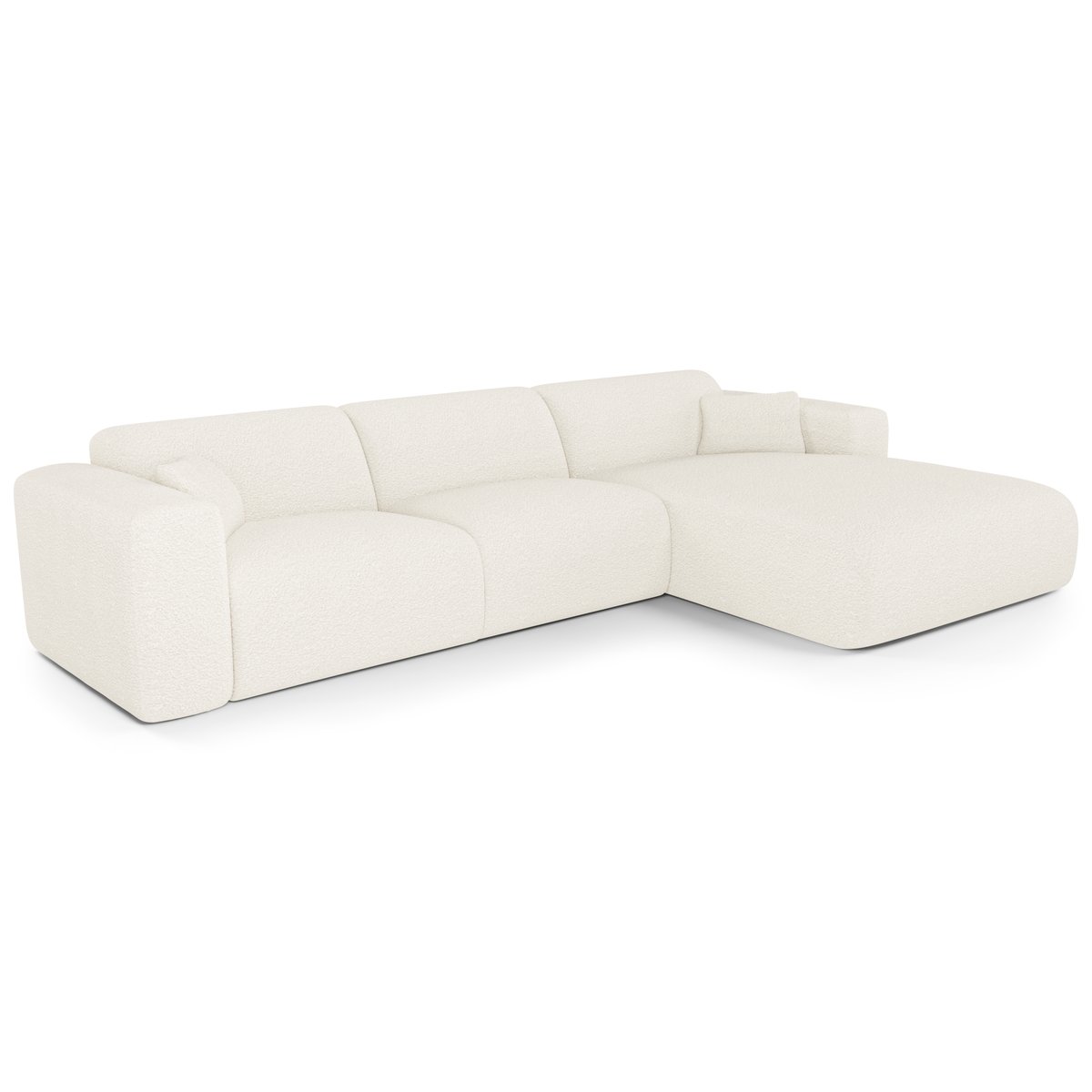 Canapé d'angle en tissu bouclette MYRA crème, SIA HOME