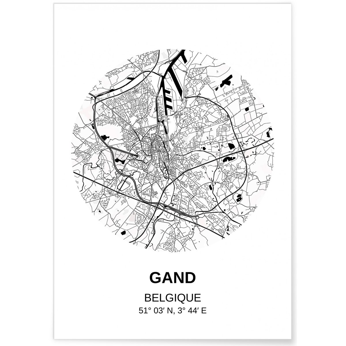 Affiche Carte Gand blanc, L'AFFICHERIE