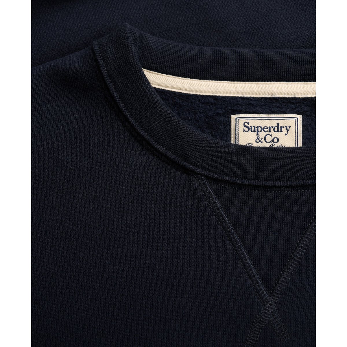 Sweatshirt Essential Stacked Logo Col Rond bleu marine foncé, SUPERDRY