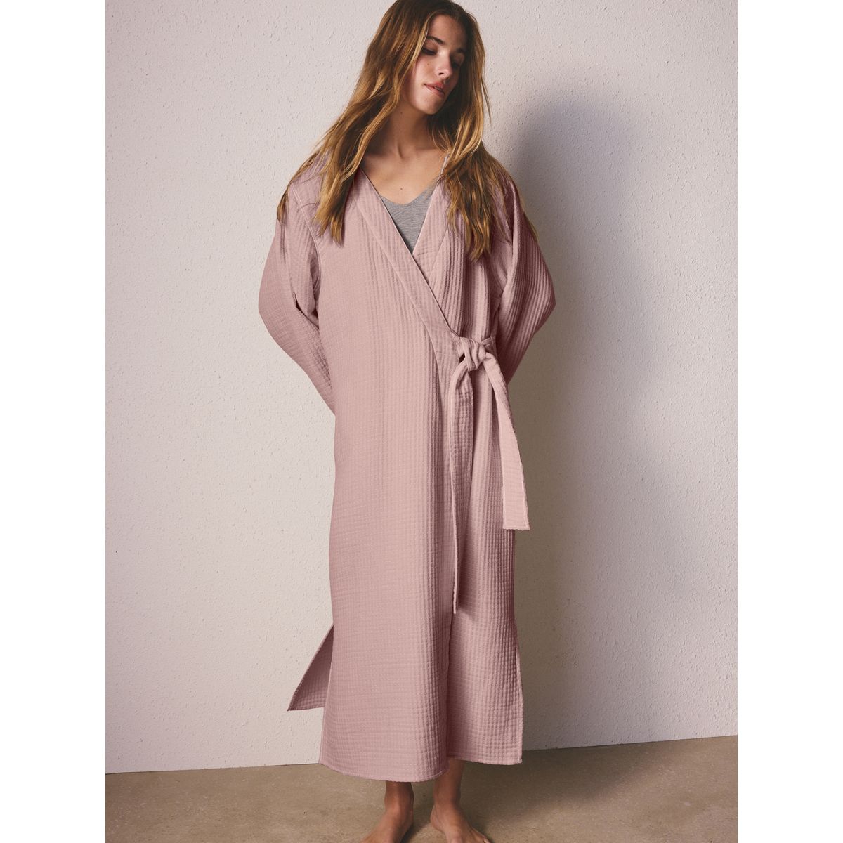 Robe de chambre léger en maille gaufrée avec liens rose mauve, NEXT