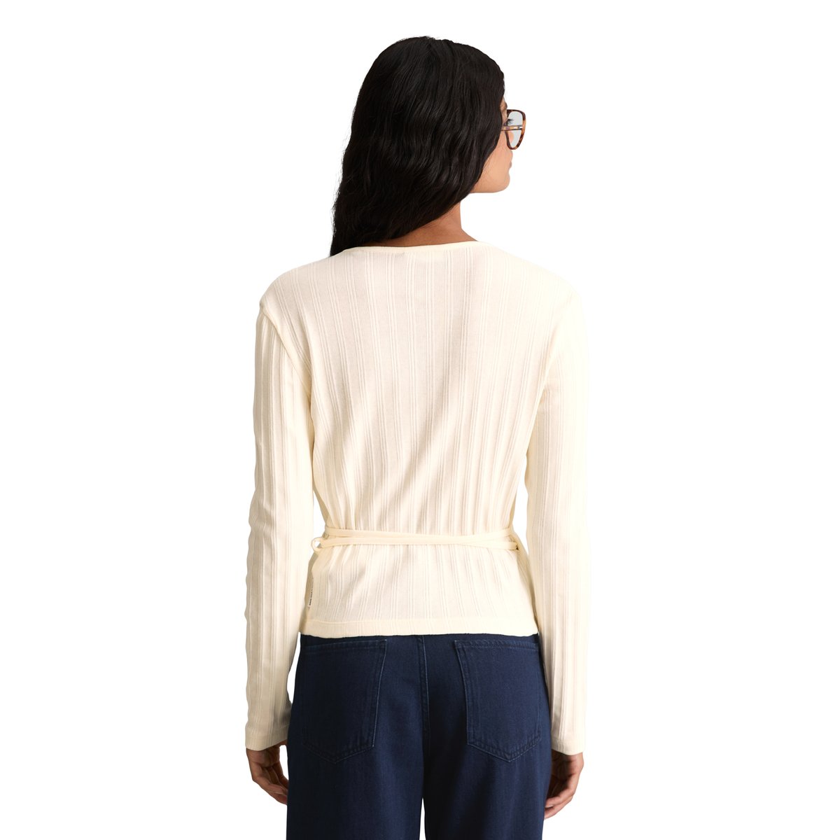 Haut à nouer slim en jersey stretch côtelé blanc, MARC O’POLO DENIM