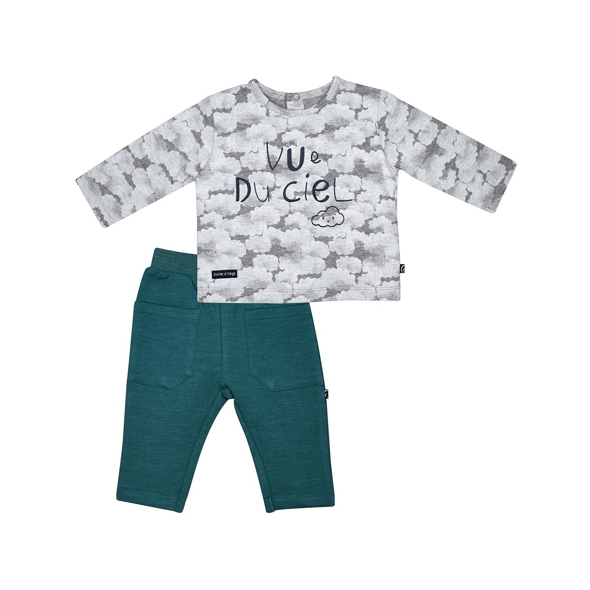 Tshirt pantalon manu maille bebe blanc, SUCRE D'ORGE