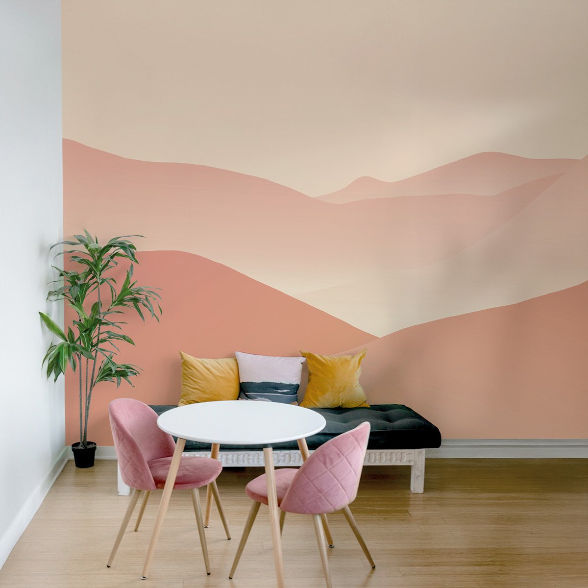 Papier peint panoramique Désert rose minimaliste intissé, HEXOA