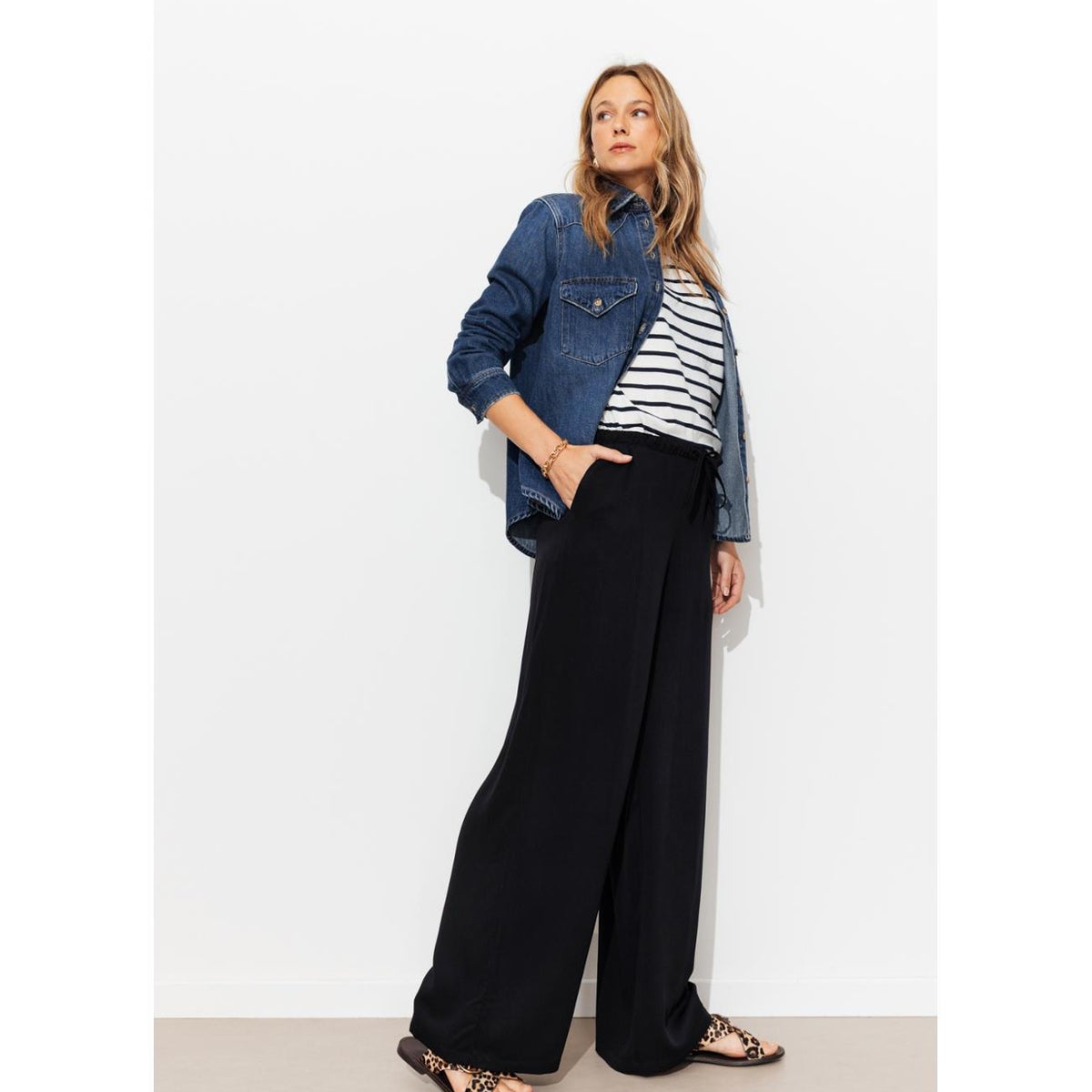 Pantalon large et fluide noir, PROMOD