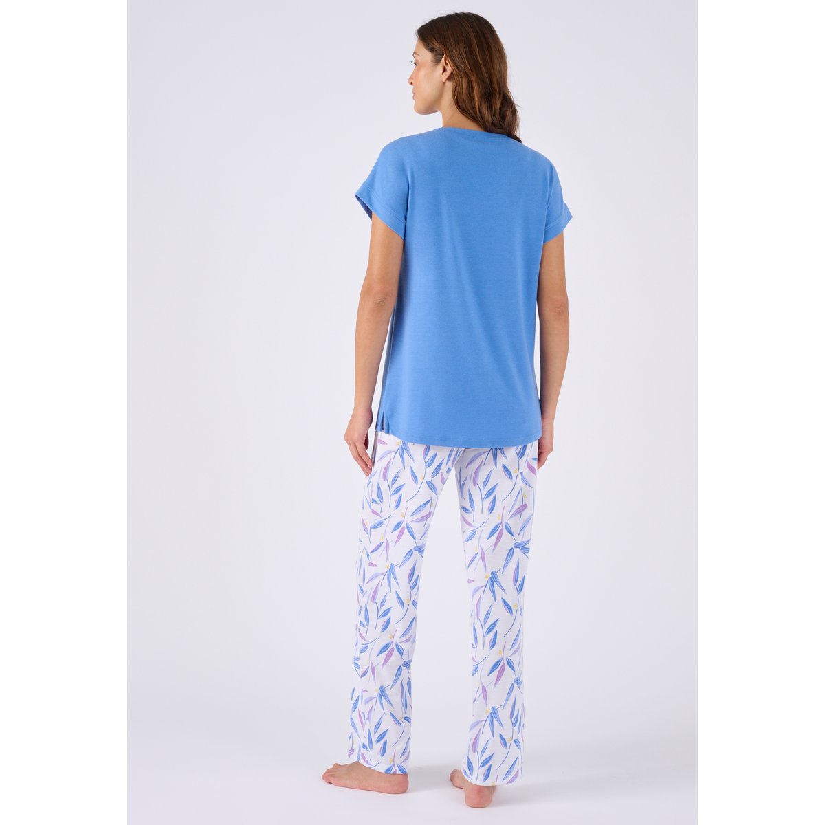 Pyjama Climatyl en maille jersey bleu feuillage, DAMART