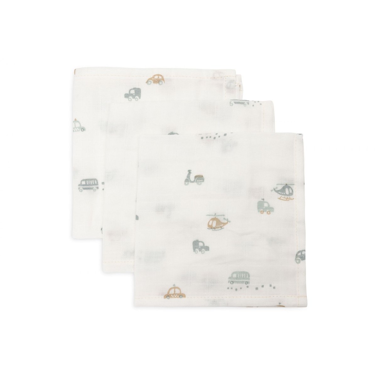 Lot de 3 langes en coton blanc, bleu, JOLLEIN
