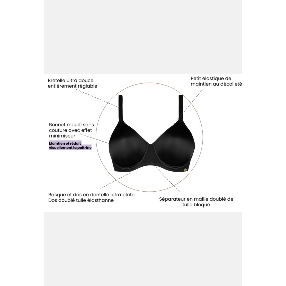Soutien gorge minimiseur PERFECT CURVES blush, SANS COMPLEXE