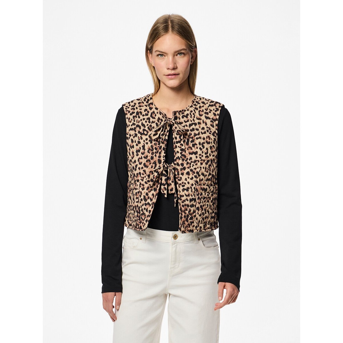 Veste léopard sans manches imprimé léopard, PIECES