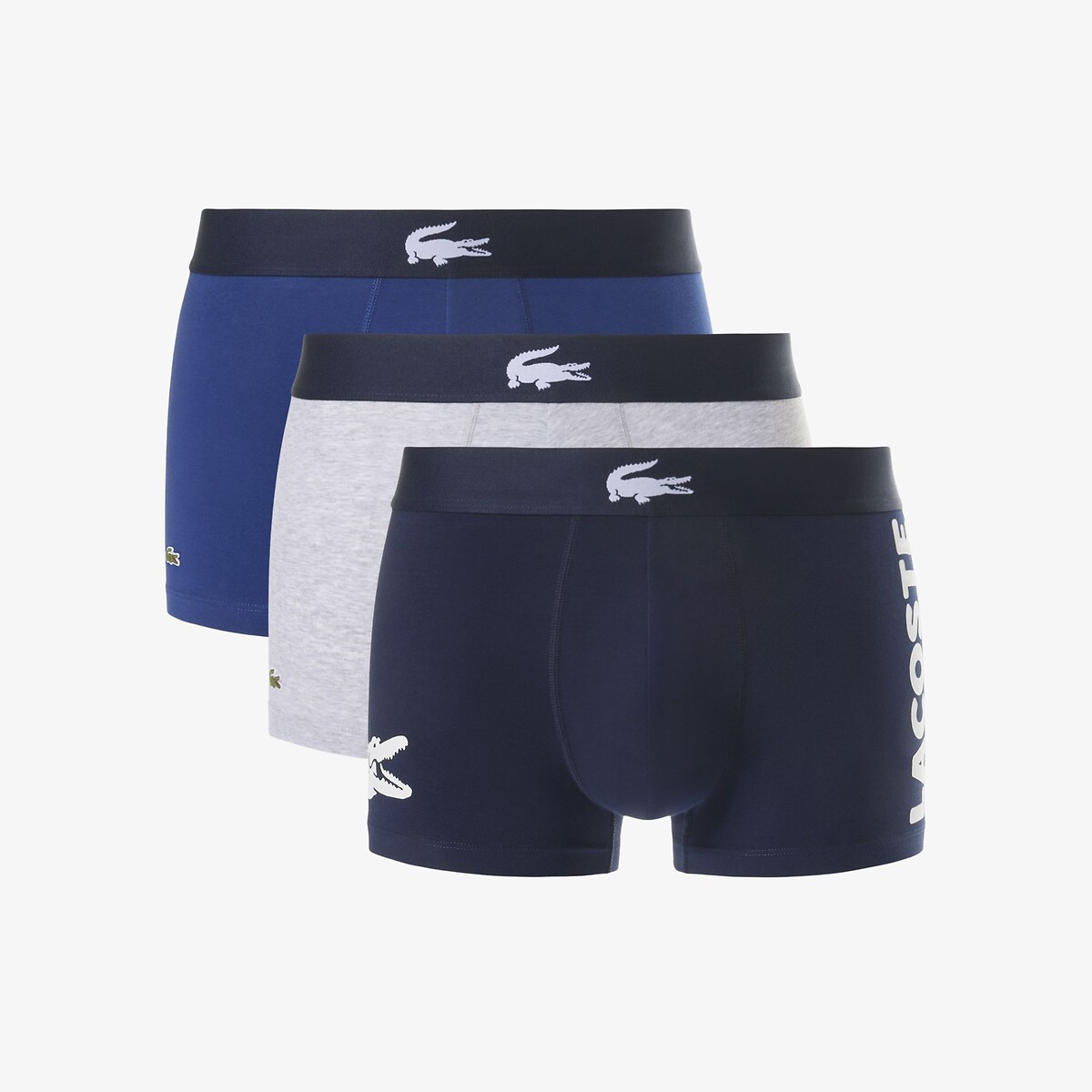 Lot de 3 boxers courts coton stretch bleu-bck, LACOSTE