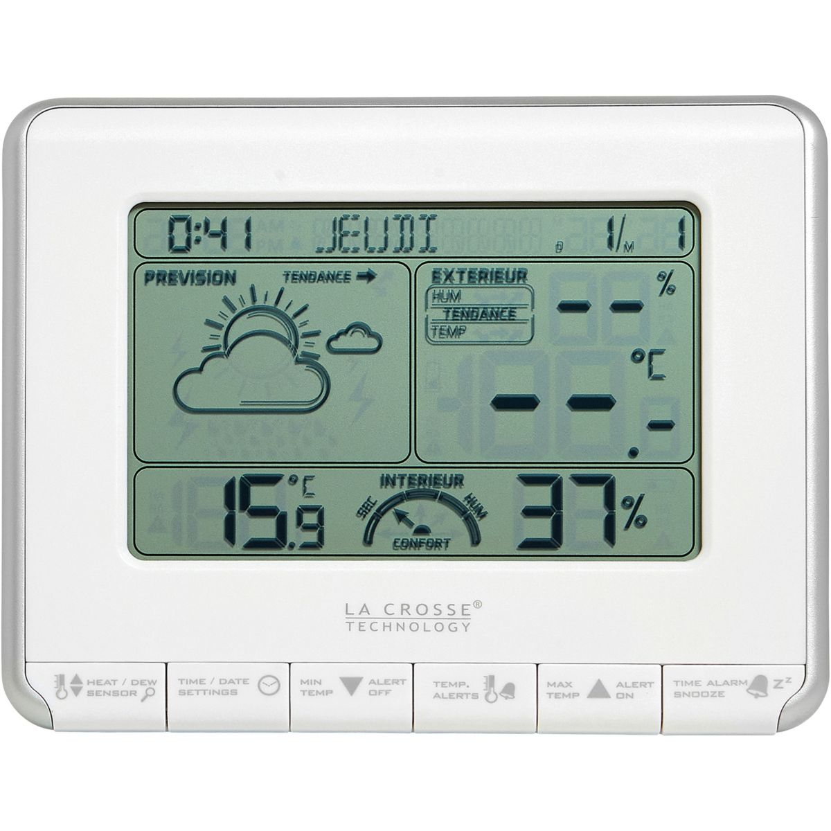 Station météo WS6818 Blanc/Argent gris, LA CROSSE TECHNOLOGY