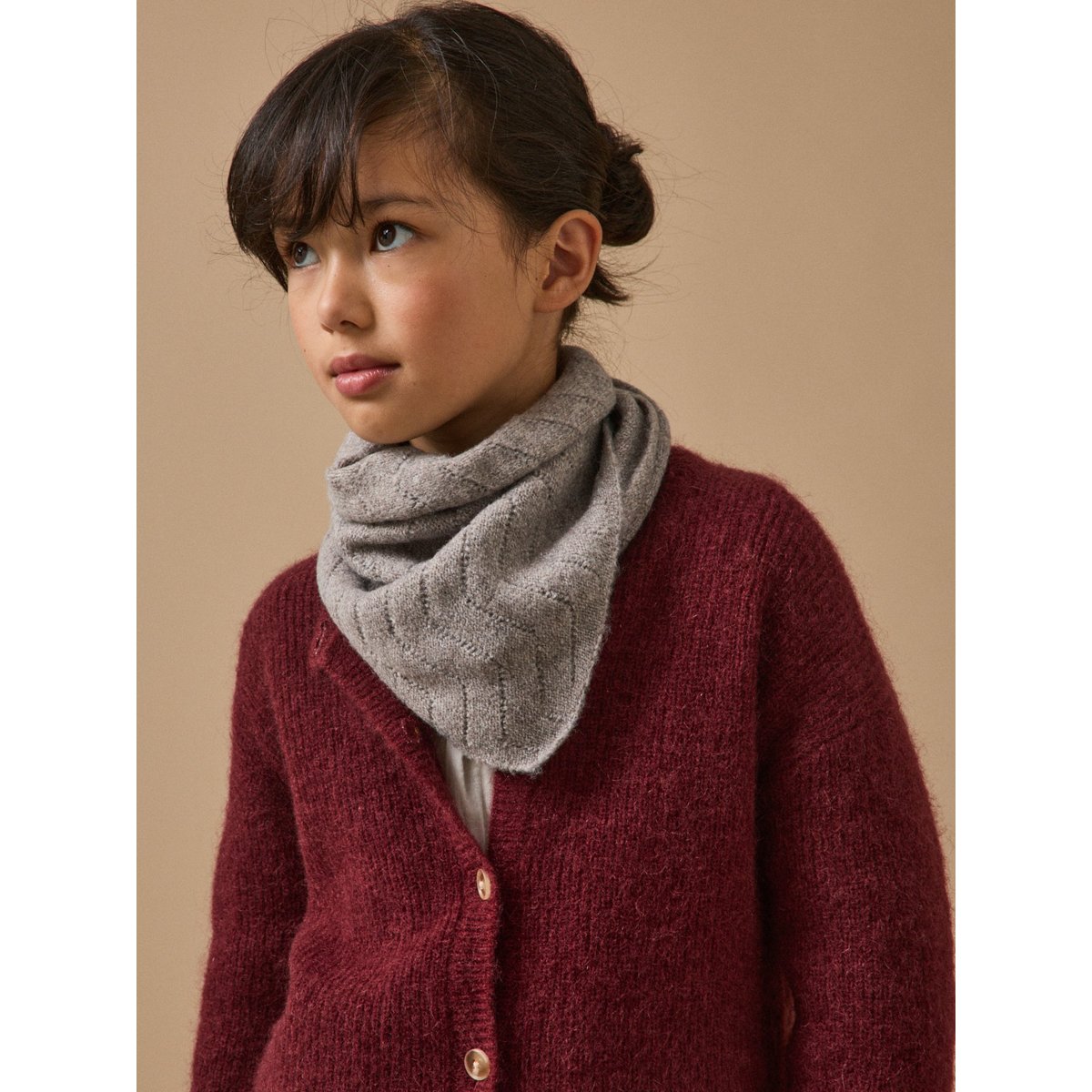 Foulard triangle taupe chine, CYRILLUS