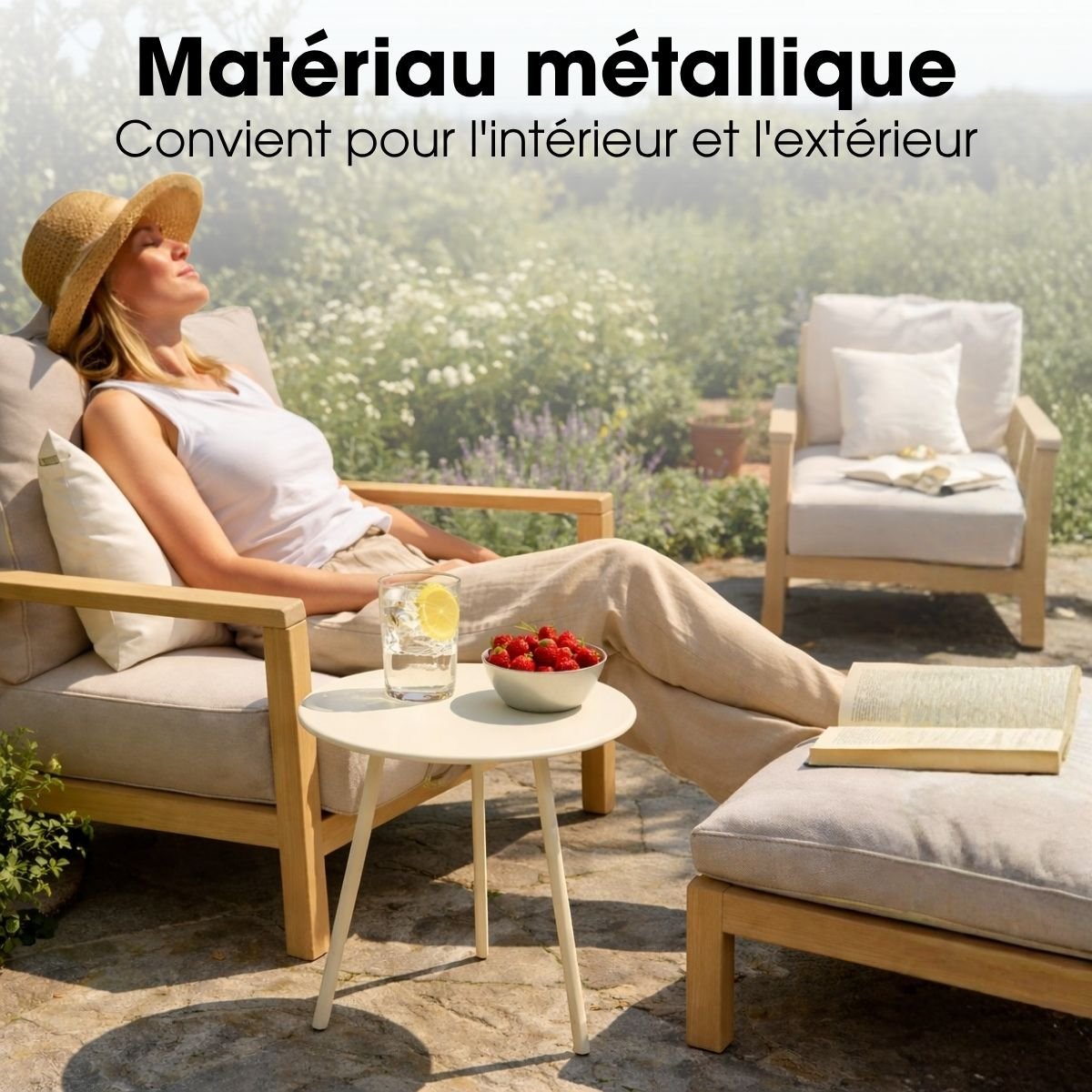 Table d’appoint SEATLE crème, MICA DECORATIONS